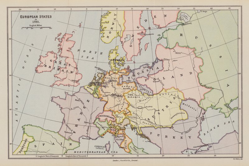 Európai államok 1792-ben (színes litográfia) alkotó: English School