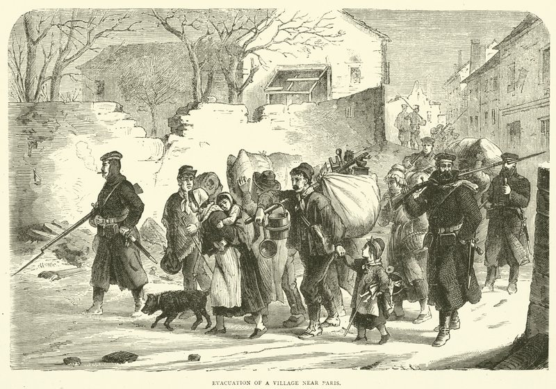 Egy Párizs melletti falu kiürítése, 1870. december alkotó: English School