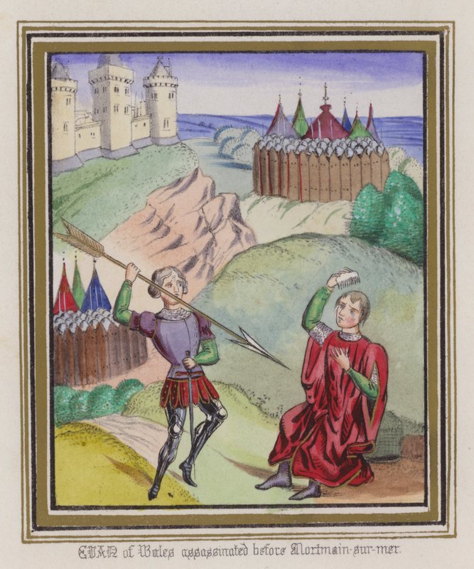 Evan Of Wales-t Morman-Sur-Mer előtt meggyilkolták (színes metszet) alkotó: English School