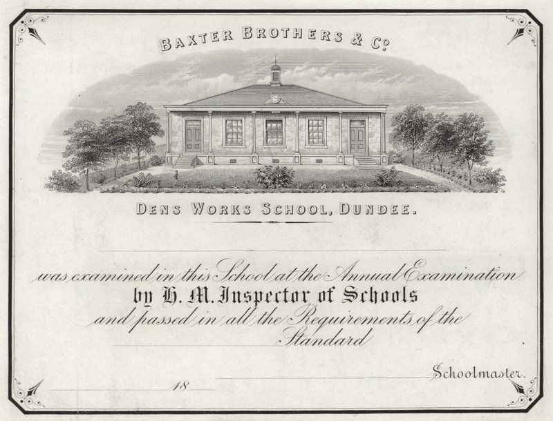 A Dens Works School vizsgabizonyítványa alkotó: English School