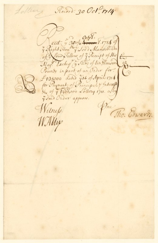 1711-es lottó pénztárbizonylata alkotó: English School