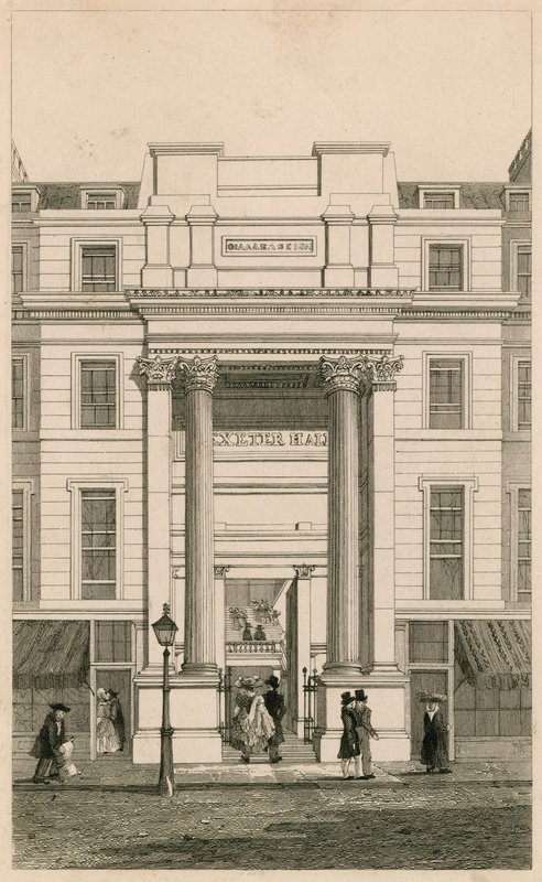 Exeter Hall, Strand, London; a Gentlemans Magazine-tól; bizonyíték alkotó: English School