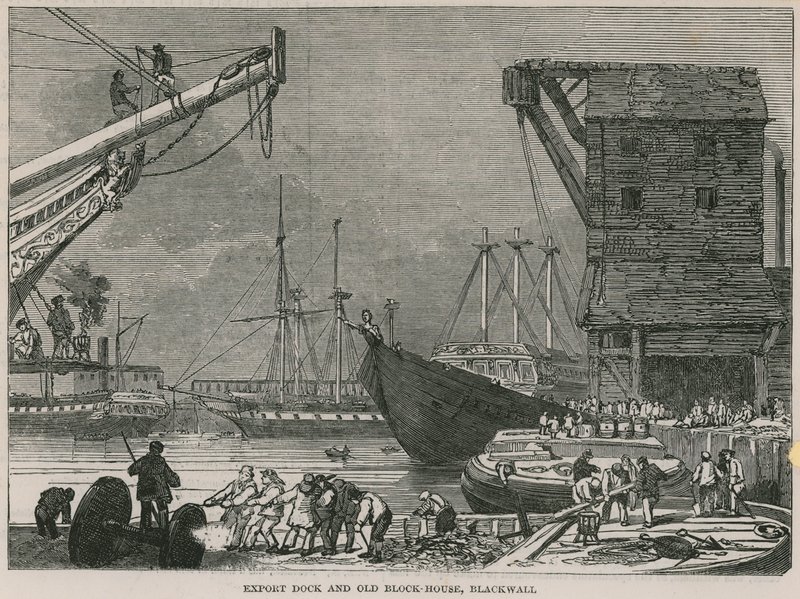 Exportáljon dokkolót és régi blokkházat, Blackwall alkotó: English School