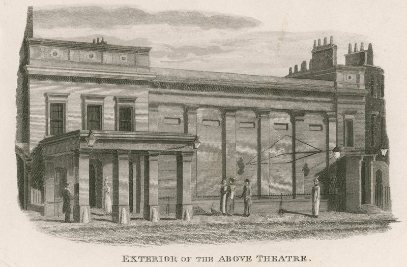 A Regency Theatre külső része, Tottenham Street, Tottenham Court Road, London alkotó: English School
