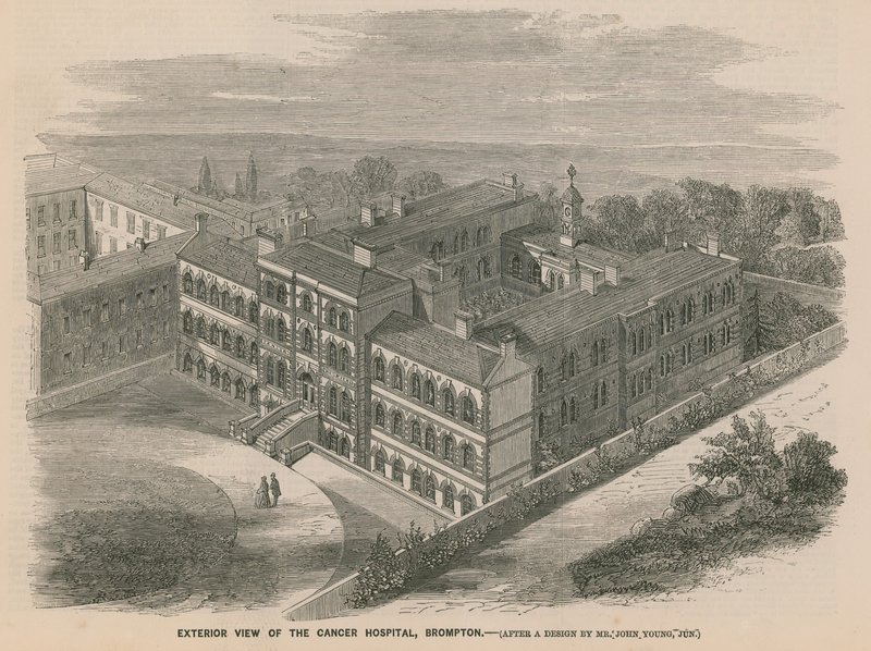 A Bromptoni Rákkórház külső képe alkotó: English School