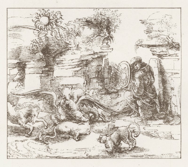 Leonardo da Vinci tanulmányának fakszimile (metszet) alkotó: English School