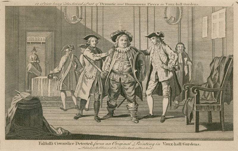 Falstaff gyávaságát fedezték fel egy eredeti festményen a londoni Vauxhall Gardensben alkotó: English School