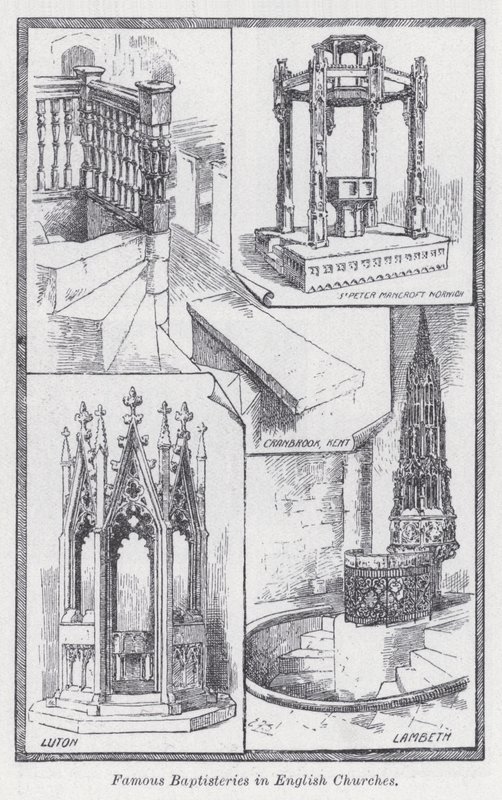 Híres keresztelőkápolna az angol templomokban (litho) alkotó: English School