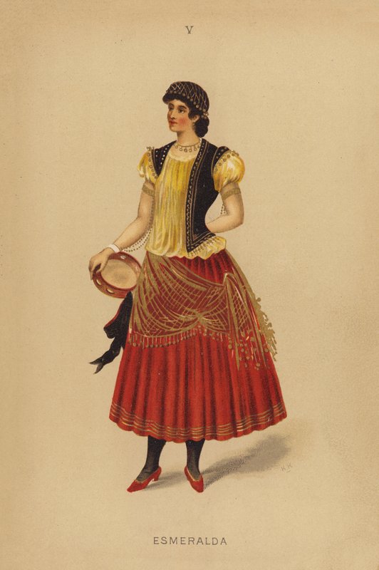 Jelmezes ruhák: Esmeralda (színes litográfia) alkotó: English School