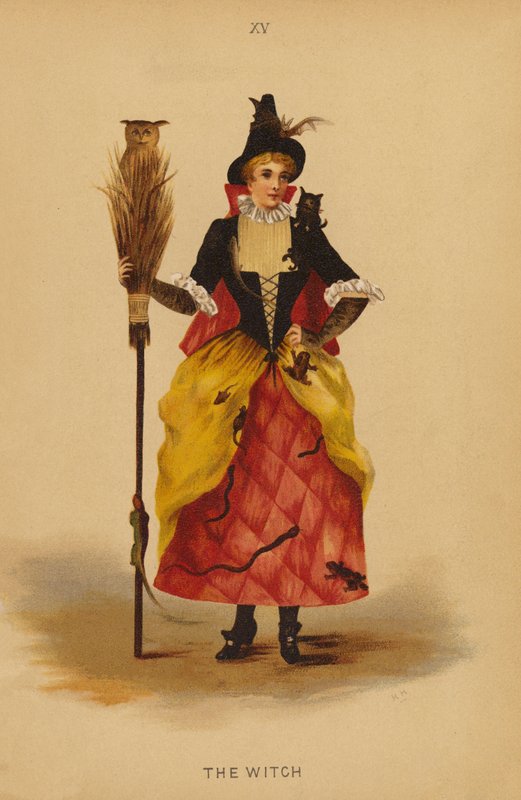 Jelmezes ruhák: Boszorkány (színes litográfia) alkotó: English School
