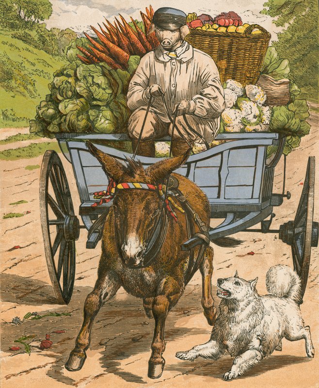 Grunter farmer a Hog Snorton piacára megy (színes litó) alkotó: English School