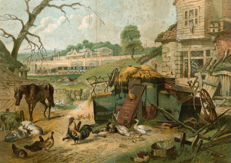 Farmyard a St Pancras pályaudvarral a háttérben alkotó: English School