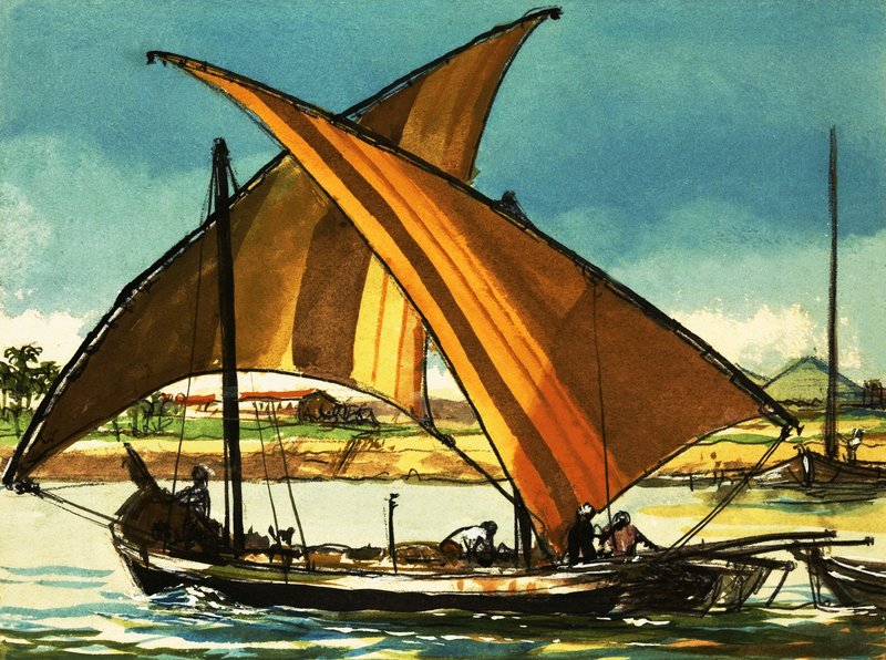 Felucca hajók a Níluson alkotó: English School