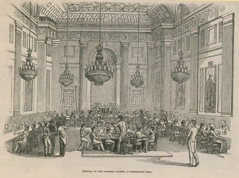 A Madrigal Társaság Fesztiválja, Freemasons Hall, London alkotó: English School