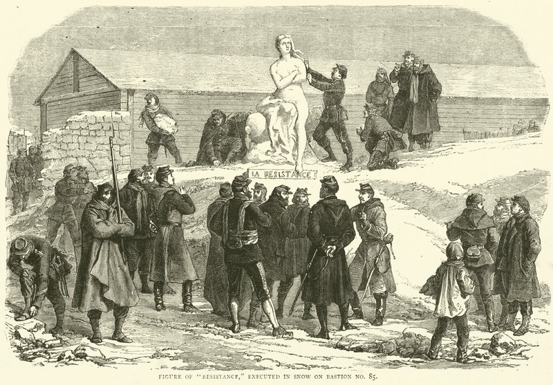 Az Ellenállás figurája, hóban kivégezve a 85. számú bástyán, 1870. december alkotó: English School