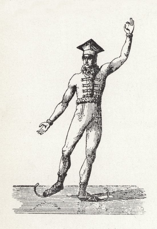 Korcsolyázó férfi figurája alkotó: English School