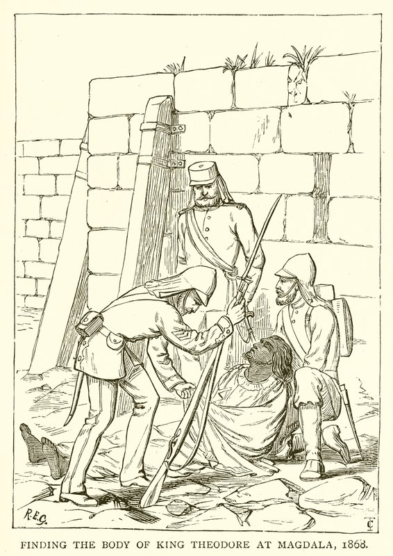Theodore király holttestének megtalálása Magdalában, 1868 alkotó: English School