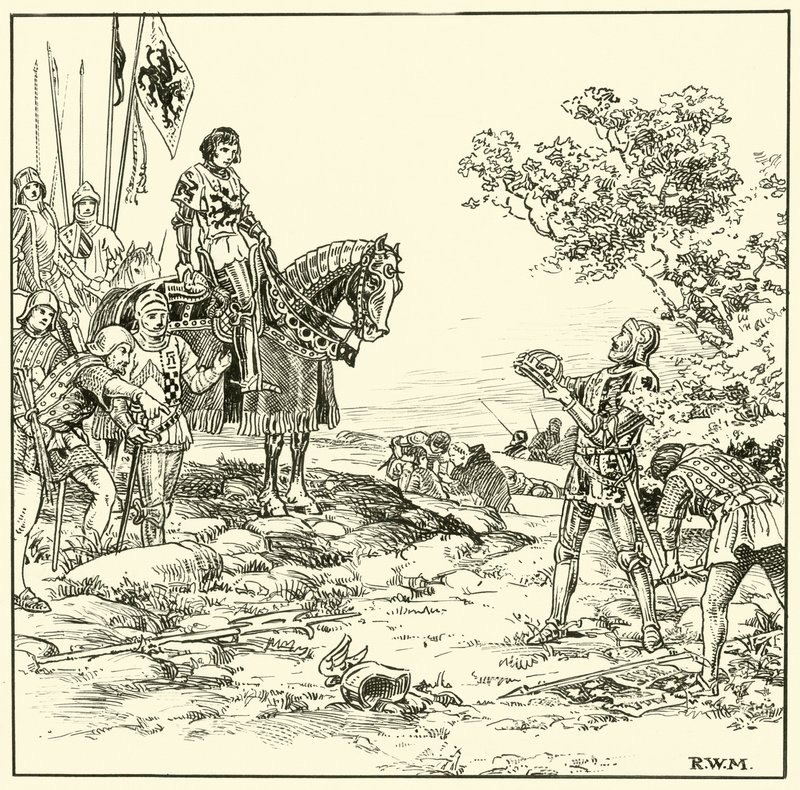 A korona megtalálása Bosworthban (tinta papíron) alkotó: English School