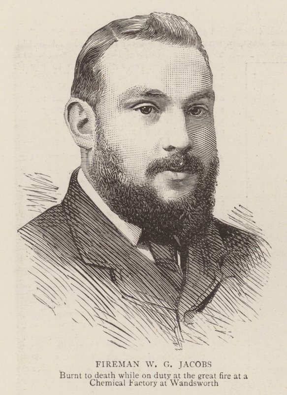 W G Jacobs tűzoltó (metszet) alkotó: English School
