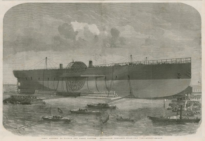 Az első kísérlet a Great Eastern Navigation cég Leviathan gőzhajójának vízre bocsátására alkotó: English School