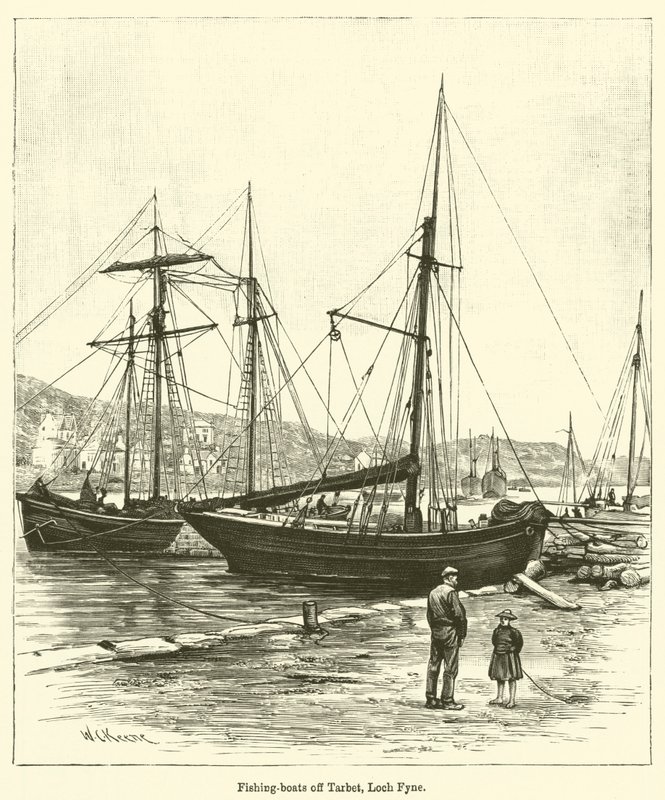 Halászhajók Tarbetnél, Loch Fyne (metszet) alkotó: English School