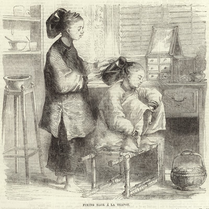 Hajrögzítés a teáskannában alkotó: English School