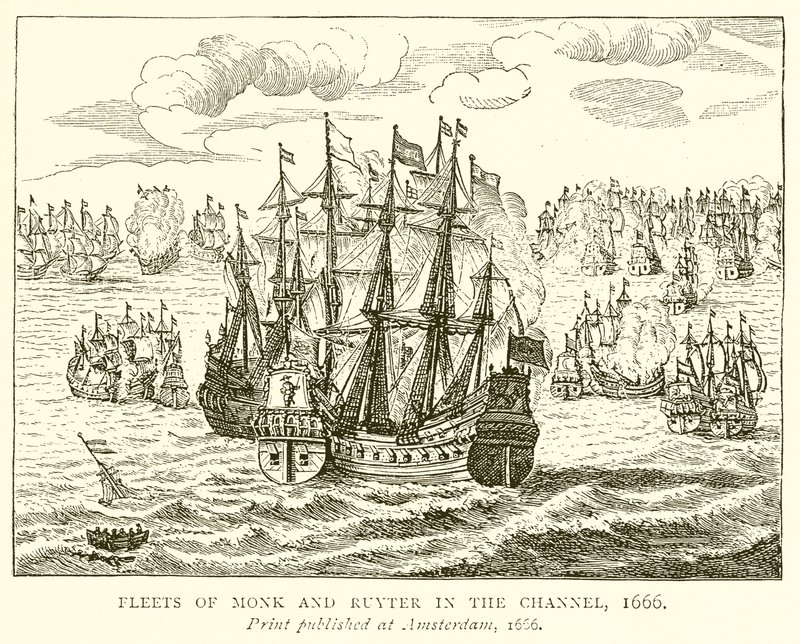 Monk és Ruyter flottája a Csatornában, 1666 alkotó: English School