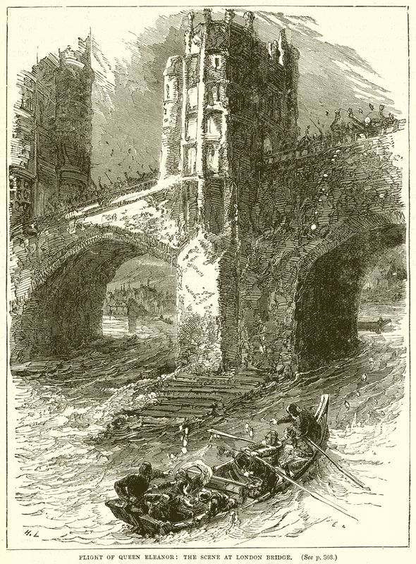 Eleanor királynő repülése: Jelenet a London Bridge-nél alkotó: English School