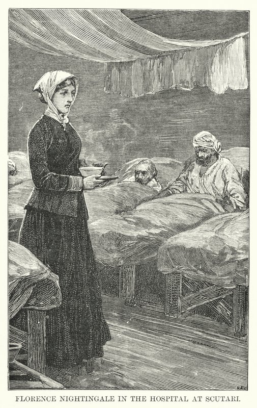 Florence Nightingale a Scutari kórházban (metszet) alkotó: English School