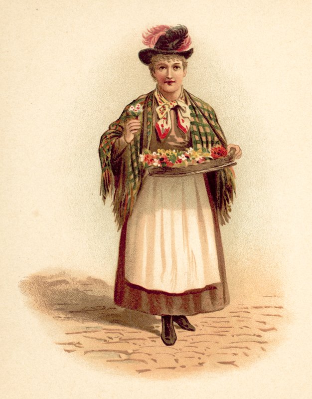 Virágárus (chromolitho) alkotó: English School