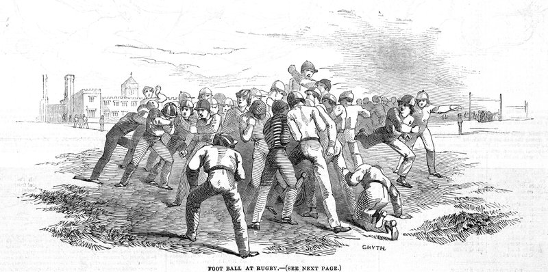 Futball a rögbiben, a The Illustrated London Newsból, 1845. december 20 alkotó: English School