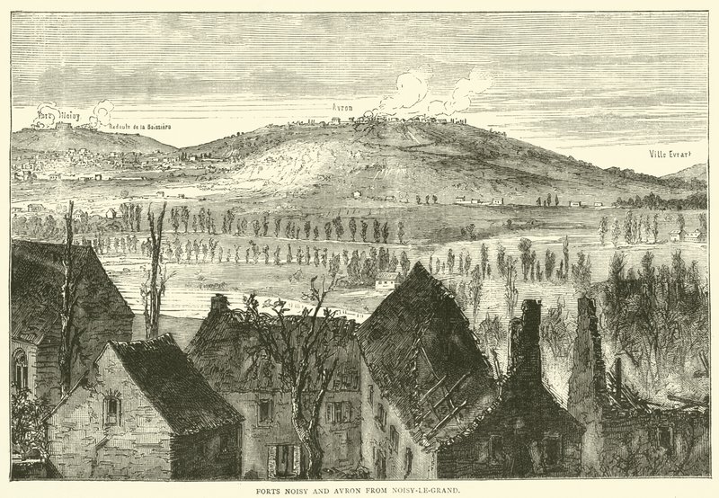 Noisy és Avron erődök Noisy-le-Grand-ból, 1871. január alkotó: English School