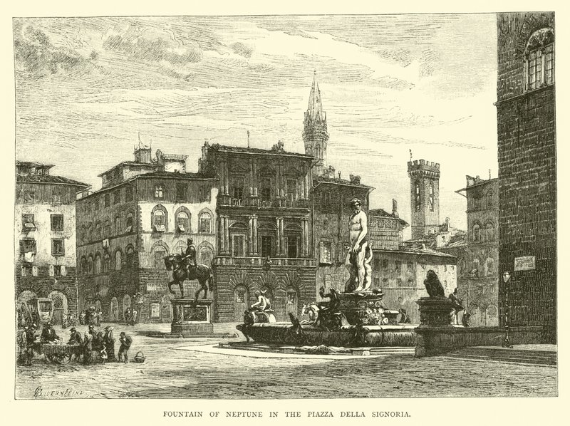 Neptun-kút a Piazza della Signoria téren alkotó: English School