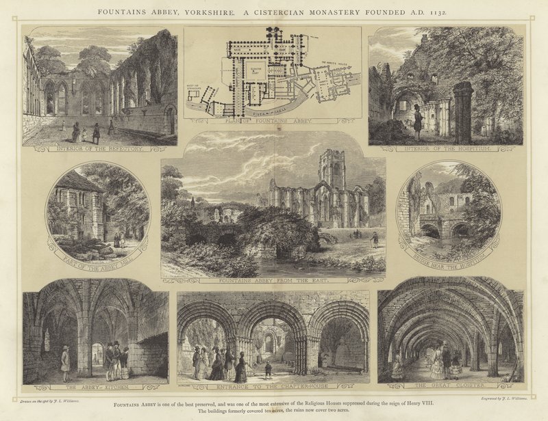 Fountains Abbey, Yorkshire, egy ciszterci kolostor, amelyet i.sz. 1132-ben alapítottak alkotó: English School