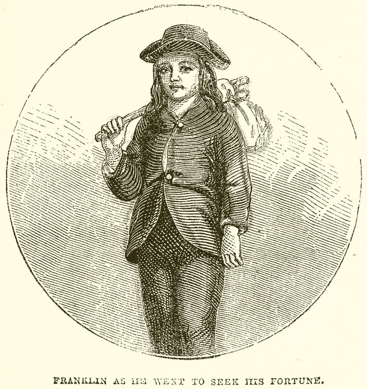 Franklin, amint a szerencséjét kereste alkotó: English School
