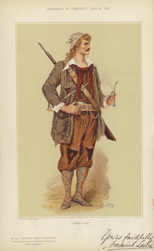 Frederick Leslie, mint Rip a Rip Van Winkle vígjátékban (színes lithó) alkotó: English School