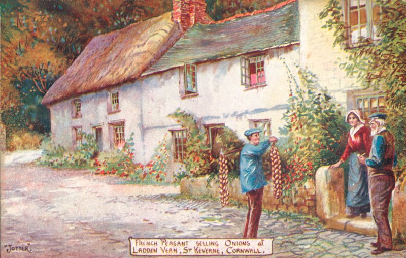 Francia hagymaárus, Ladden Vern, St Keverne, Cornwall (színes litho) alkotó: English School