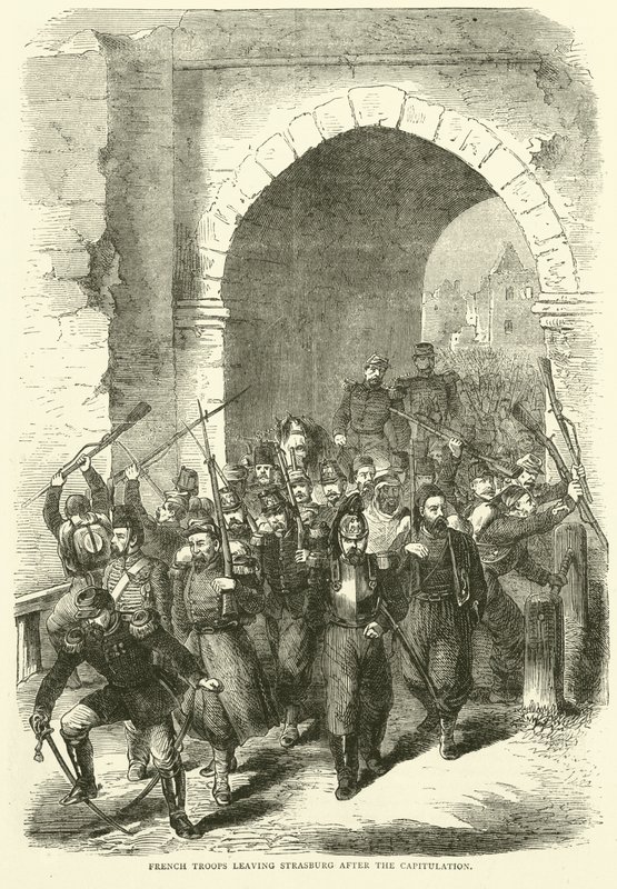 A francia csapatok elhagyják Strasburgot a kapituláció után, 1870 szeptemberében alkotó: English School