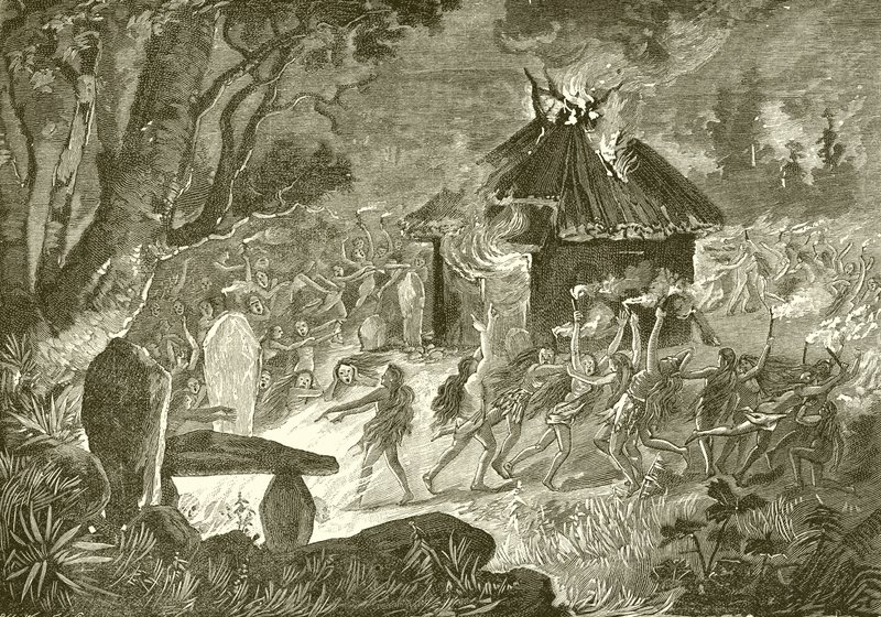 A druidák őrjöngő vallási orgiái alkotó: English School