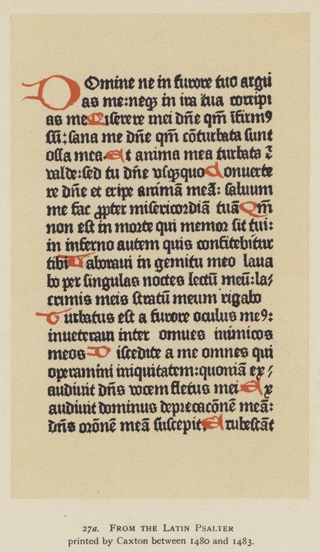 A Caxton által 1480 és 1483 között nyomtatott latin zsoltárból (litho) alkotó: English School