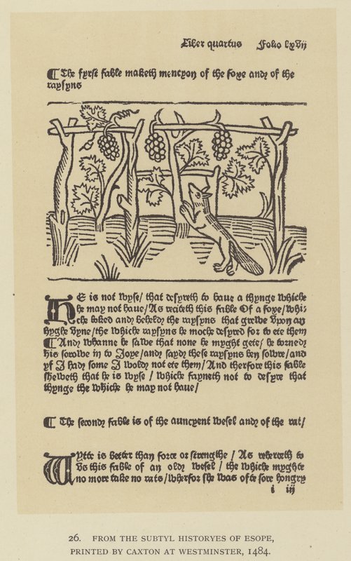 Az Esope Subtyl Historyes című könyvéből, amelyet Caxton nyomtatott ki Westminsterben alkotó: English School