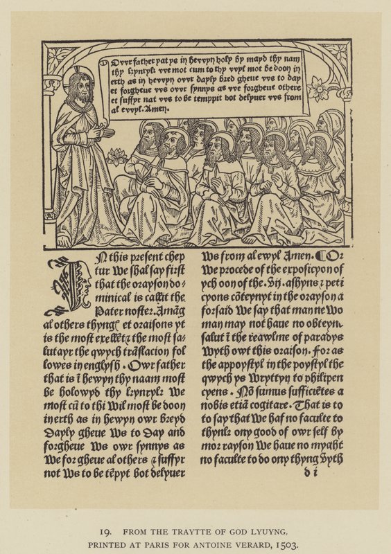 A Traytte of God Lyuyngból, amelyet Párizsban nyomtattak Antoine Verard számára alkotó: English School