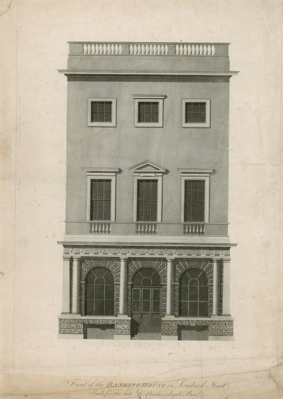 A Lombard Street-i Bankház előtt, amelyet a néhai Sir Charles Asgill, Bart számára építettek alkotó: English School