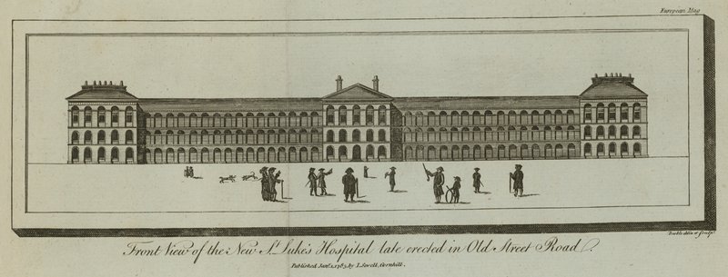 Az új Szent Lukács Kórház elölnézete alkotó: English School