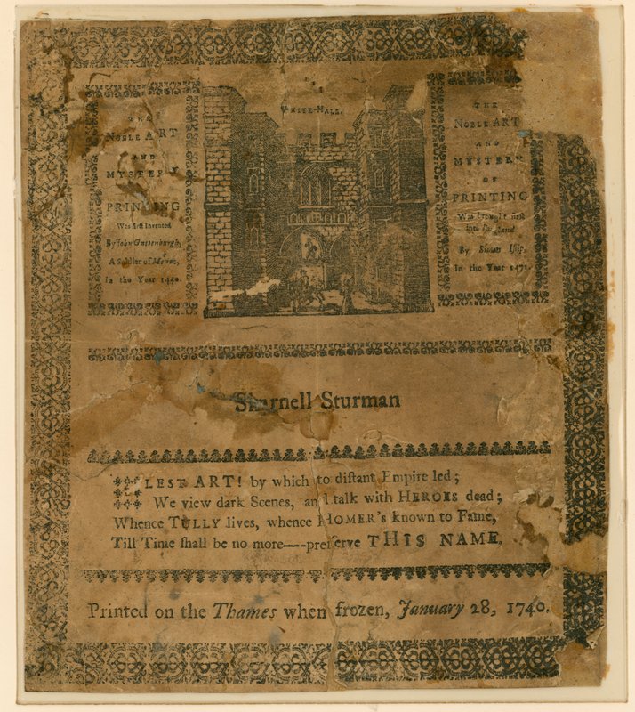 1740-es fagyvásár. Emléktárgy alkotó: English School