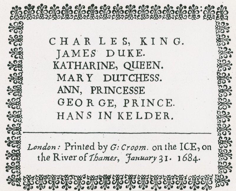 Fagyvásár a Temzén, nyomtatott szuvenír II. Károly királynak és családjának, 1684 alkotó: English School