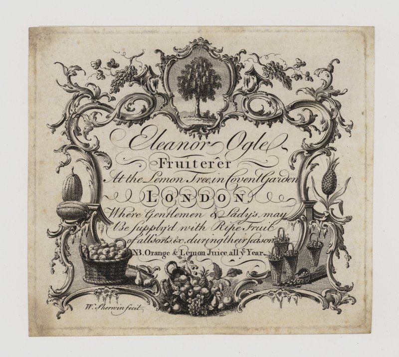 Gyümölcsös, Eleanor Ogle, kereskedelmi kártya alkotó: English School
