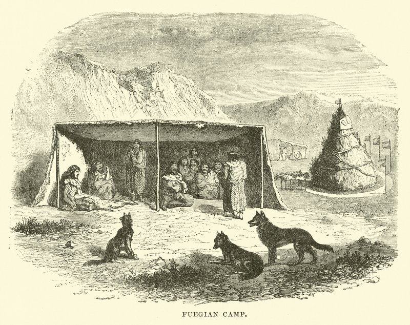 Fuegian tábor, Tierra del Fuego, 1890 alkotó: English School