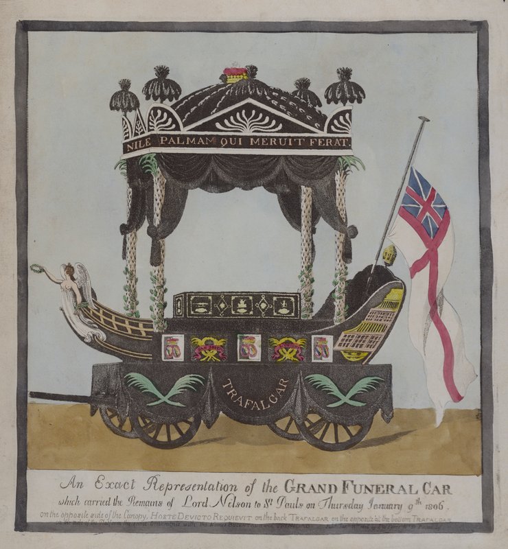 Temetkezési autó, amely Lord Nelson admirális földi maradványait a londoni St Paul