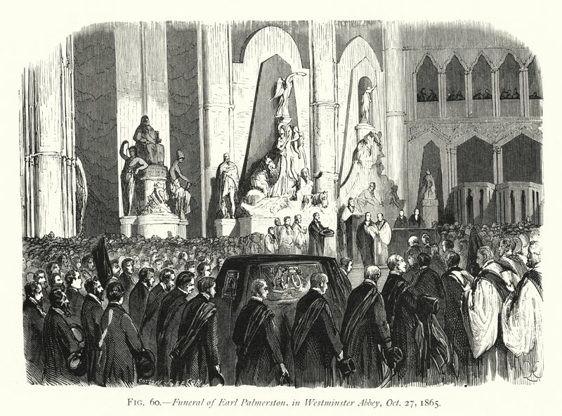 Earl Palmerston temetése a Westminster Abbeyben, 1865. október 27-én (metszet) alkotó: English School